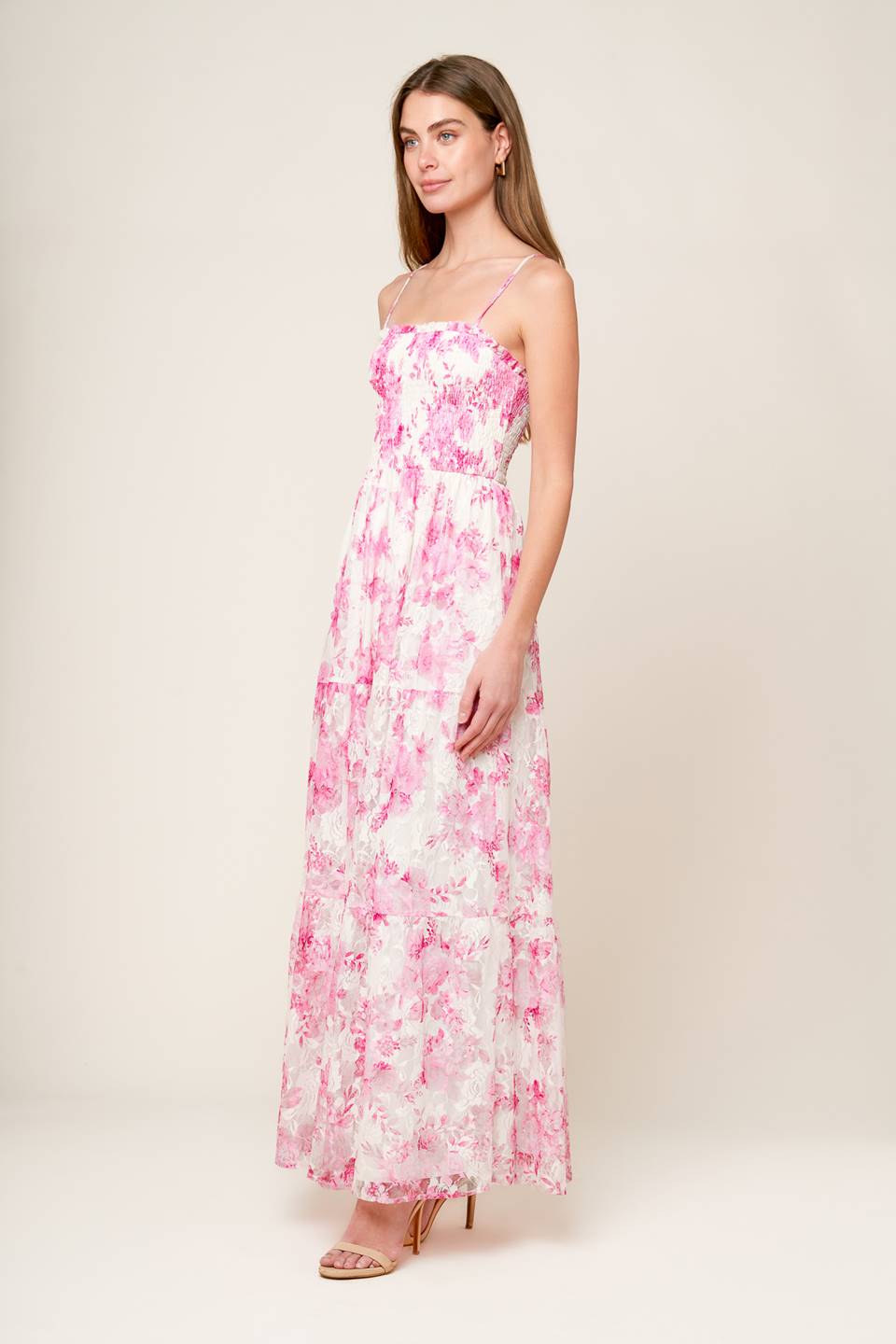 IN THIS MOMENT Woven Lace Maxi Dress - Elegant Long Flowy Dress for Women, Perfect for Weddings, Parties & Special Occasions