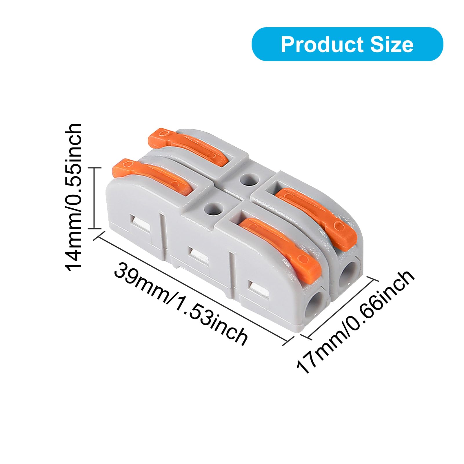 50PCS Lever Wire Connectors - 1 to 1 Inline Assemblable Electrical Connectors for 24-12 AWG Wires | Secure Circuit Splices for Home Wiring, DIY Projects & Automotive Repairs | Easy-to-Use Wire Terminals for Reliable Electrical Connections