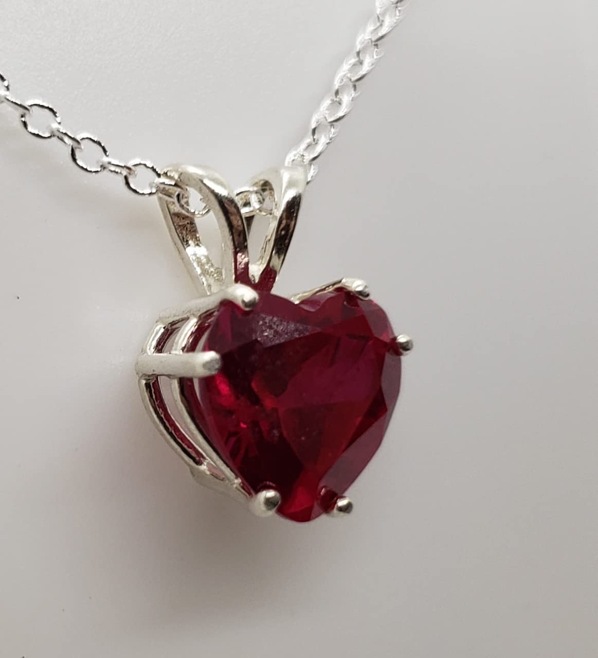 Ruby Heart Sterling Silver Earring and Necklace Set - Elegant Jewelry Gift for Women, Valentine's Day, Anniversary, or Special Occasion