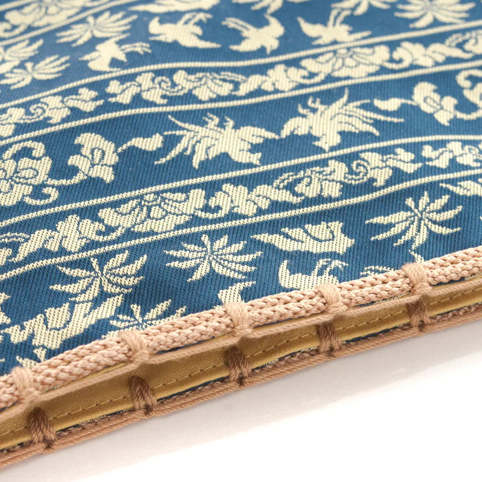Nishijin Ori Small Drawstring Bag - Bird & Navy Blue - Handmade in Kyoto Japan - Traditional Japanese Craft Purse - Perfect for Gifts, Jewelry Storage & Cultural Events