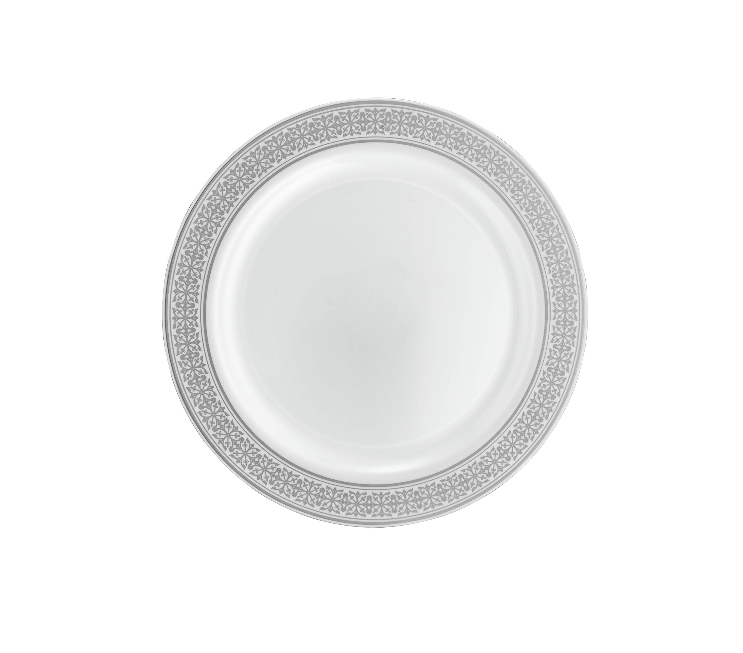 Laura Stein Opulence Series 40-Piece Premium Plastic Dinnerware Set - 20 White & Silver Rim 10.75