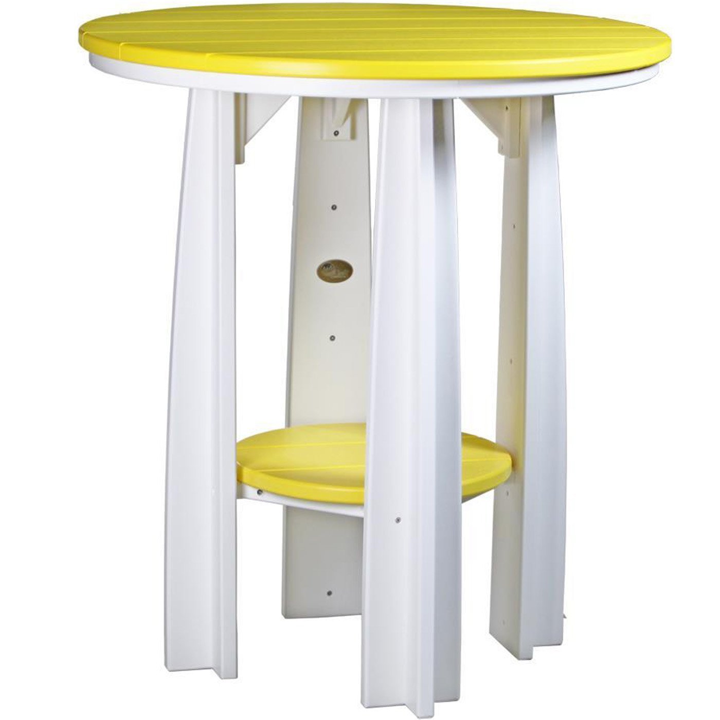 LuxCraft 36-inch Yellow Recycled Plastic Balcony Table with Cup Holder - Outdoor Bistro Set for Small Spaces, Patio, Garden & Apartment Decor