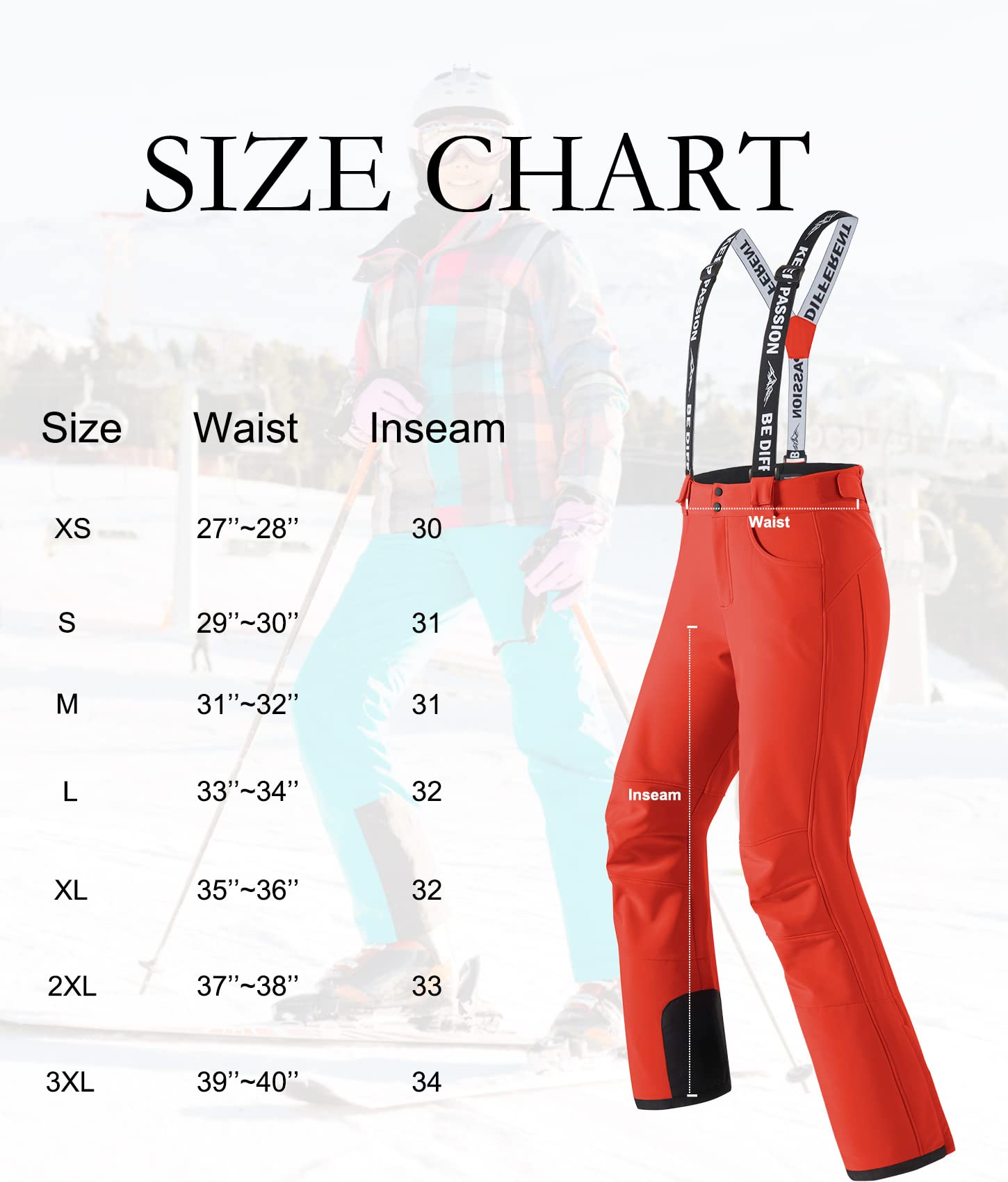 Women's Warm Waterproof Ski Pants with Zip-Off Suspenders - Breathable Stretch Snow Bibs for Winter Sports & Outdoor Activities