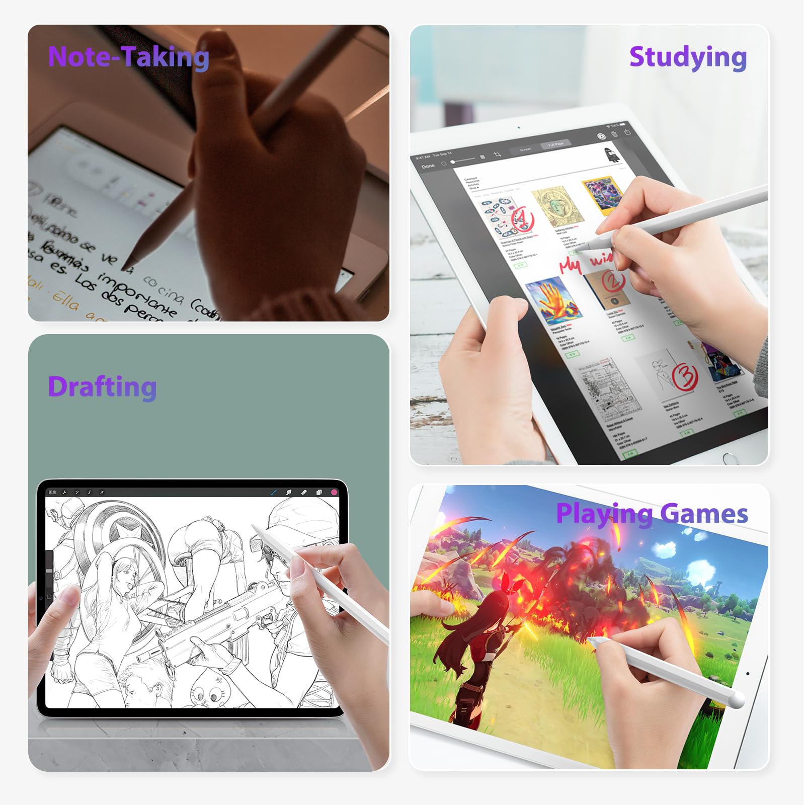 Apple Pencil 2nd Generation Stylus - Magnetic Wireless Charging & 3X Fast Charge, Compatible with iPad Pro 11