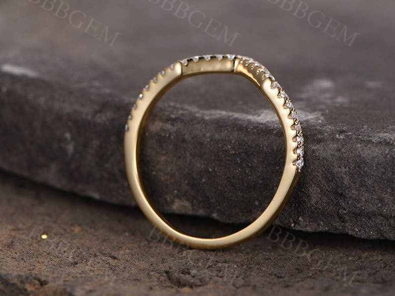 Curved Diamond Wedding Band - Half Eternity Diamond Ring for Women - Stackable Matching Band for Bridal Sets & Anniversary Gifts - Perfect for Stacking, Proposals & Special Occasions