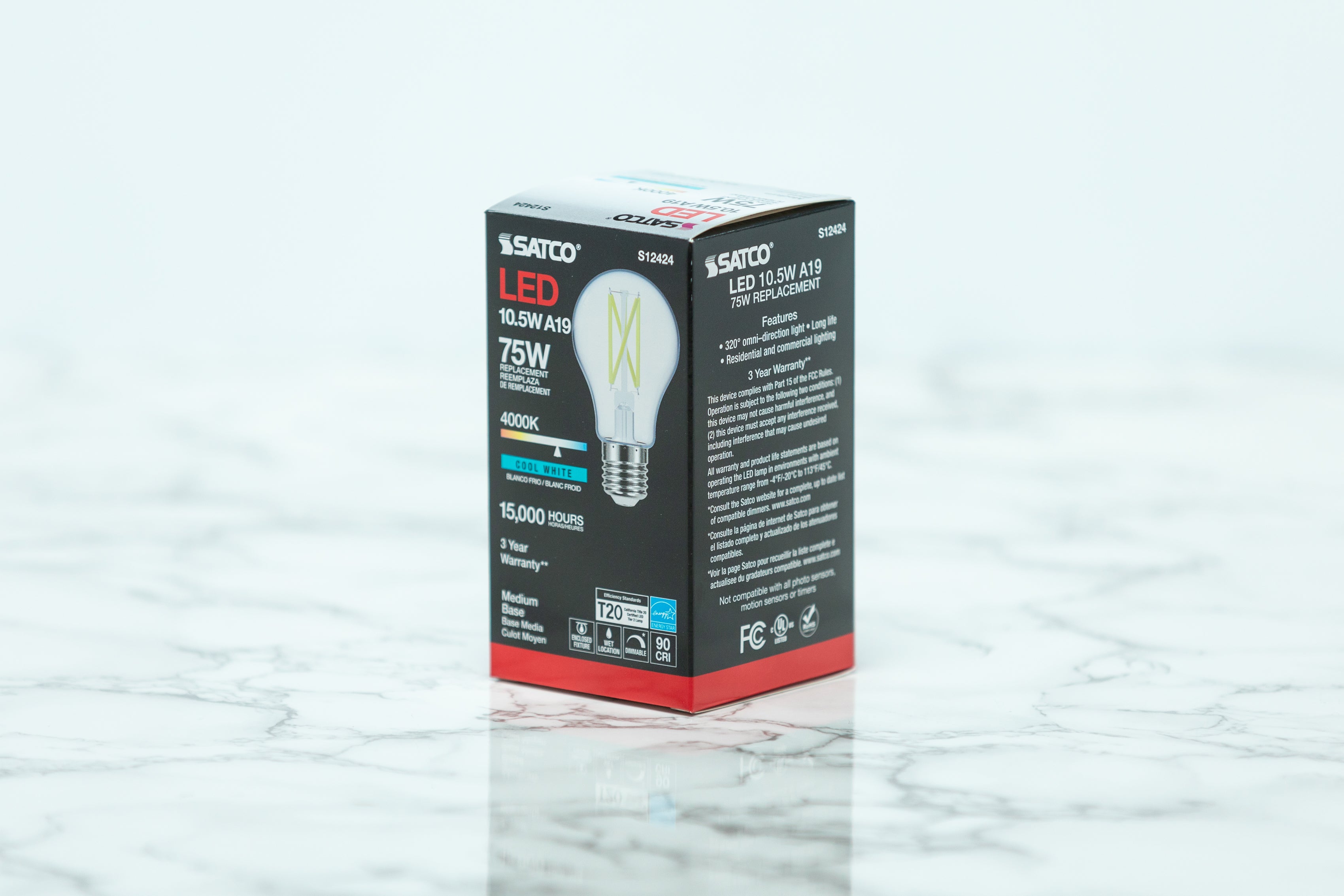 Satco A19 Standard LED Light Bulb - 7W 60W Equivalent, 800 Lumens, E26 Base, Warm White 2700K, Energy Saving Light Bulbs for Home, Bedroom, Living Room, Office Lighting