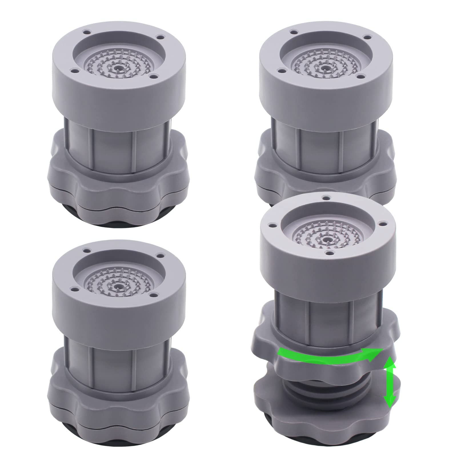 4 Sets Heavy Duty 3-4 Inch Adjustable Furniture Bed Risers - Supports Washing Machine, Sofa, Fridge & Chairs (Light Gray) - Perfect for Home, Dorm & Office Organization