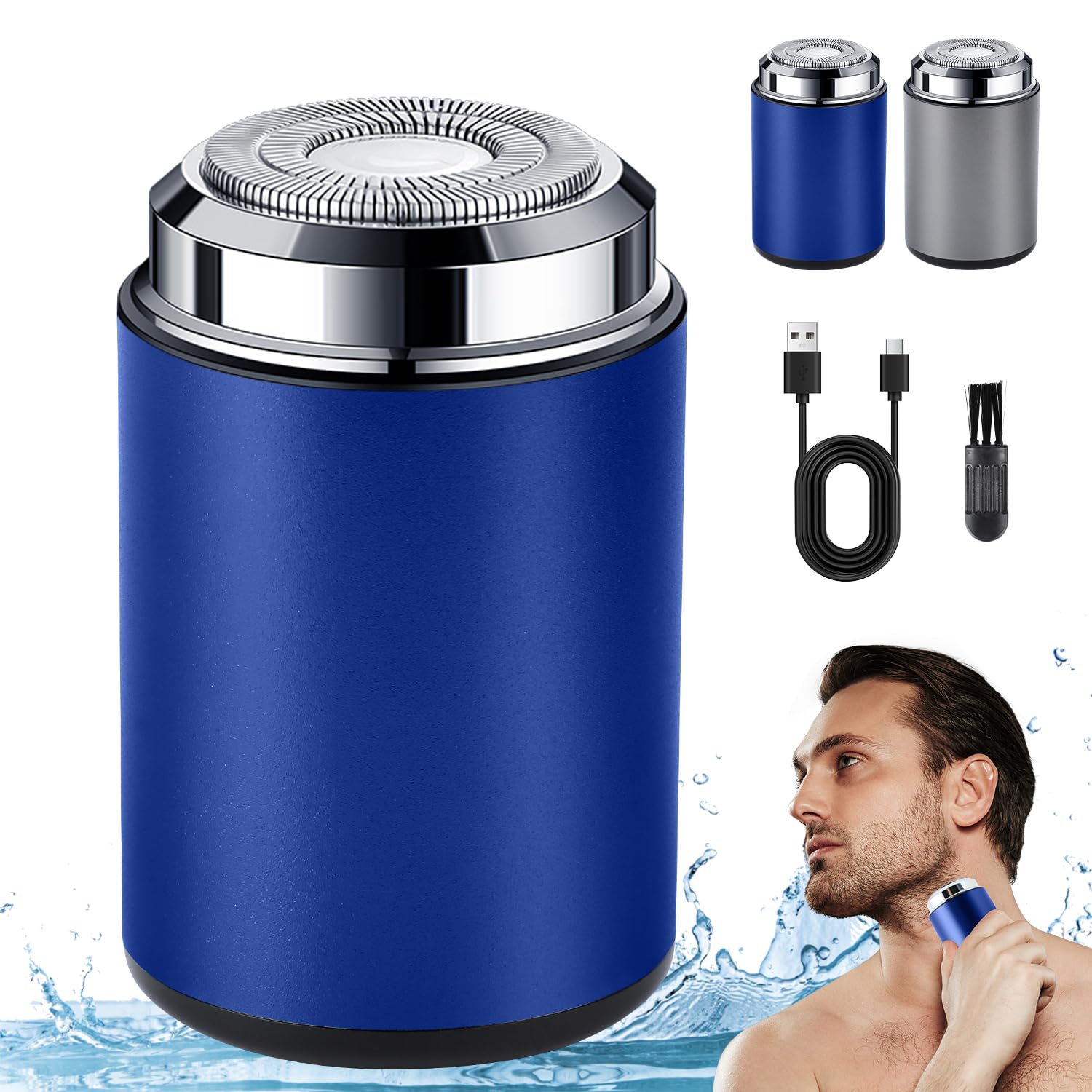 Unisex Mini Portable Electric Shaver - USB C Rechargeable Waterproof Trimmer for Face, Legs, Armpit, Chest & Body Hair | Travel & Gym Essential (Blue)