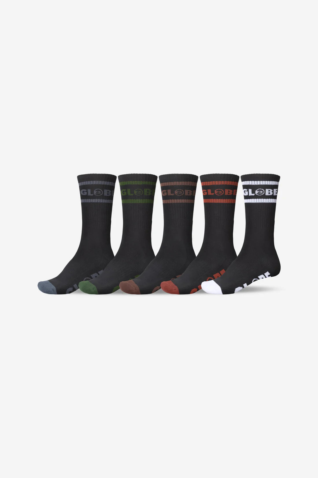 Globe Tilt Hi Crew Socks 5-Pack - Comfortable Ankle Socks for Men & Women - Perfect for Running, Hiking & Everyday Wear