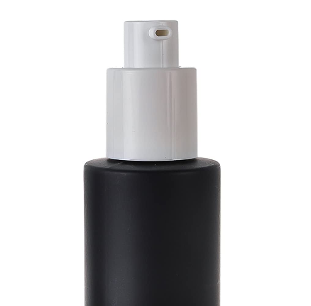 2 Pack 50ml (1.7oz) Leak Proof Travel Bottles - Matte Black Cosmetic Pump Bottles for Toiletries, Lotion, Foundation & Essential Oils | Perfect for Air Travel, Gym Bag & Daily Skincare Routine