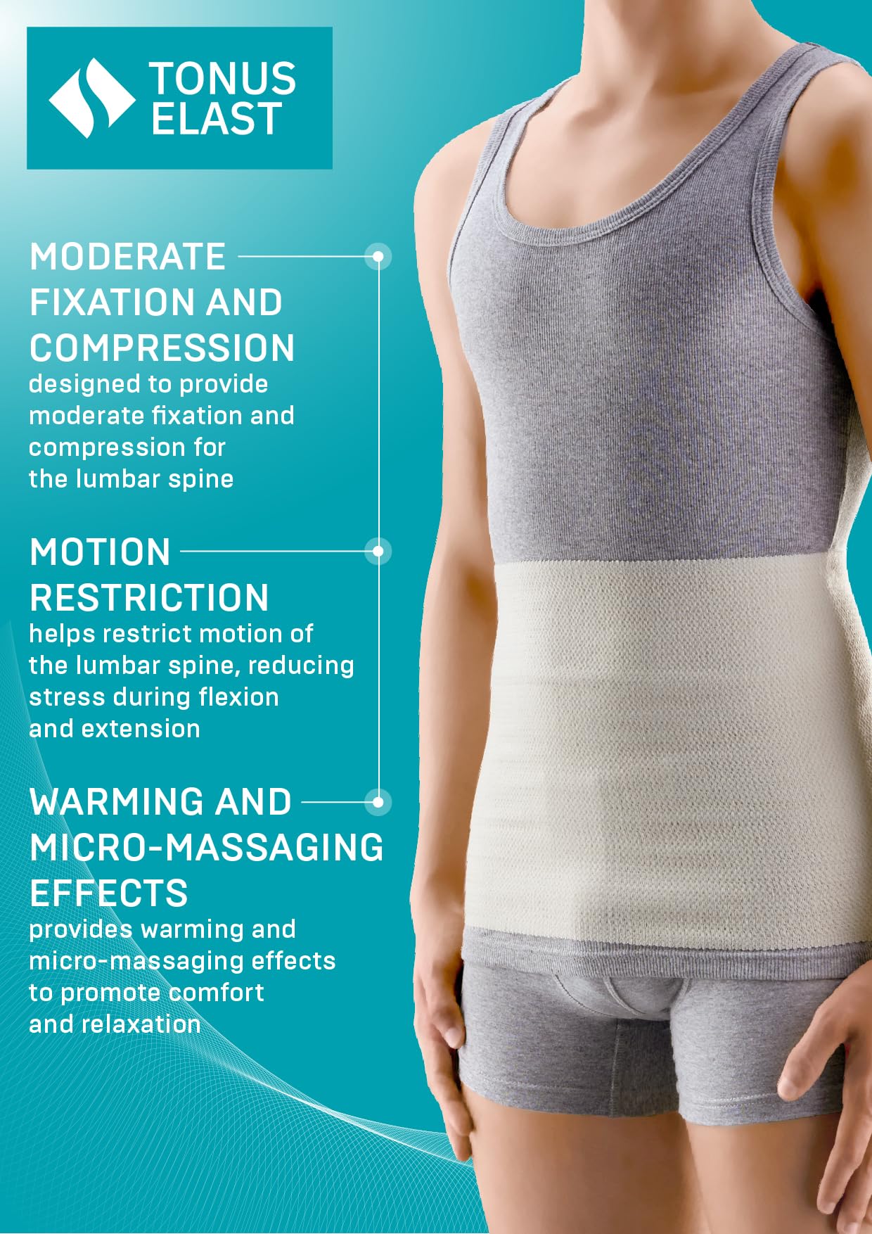 TONUS ELAST Thermal Back Warming Belt - Heating Waist Support for Men & Women - Wool Heat Therapy Wrap for Kidney Pain, Backache & Neuralgia Relief - XXL Size - Perfect for Winter Sports, Office Work & Chronic Pain Management