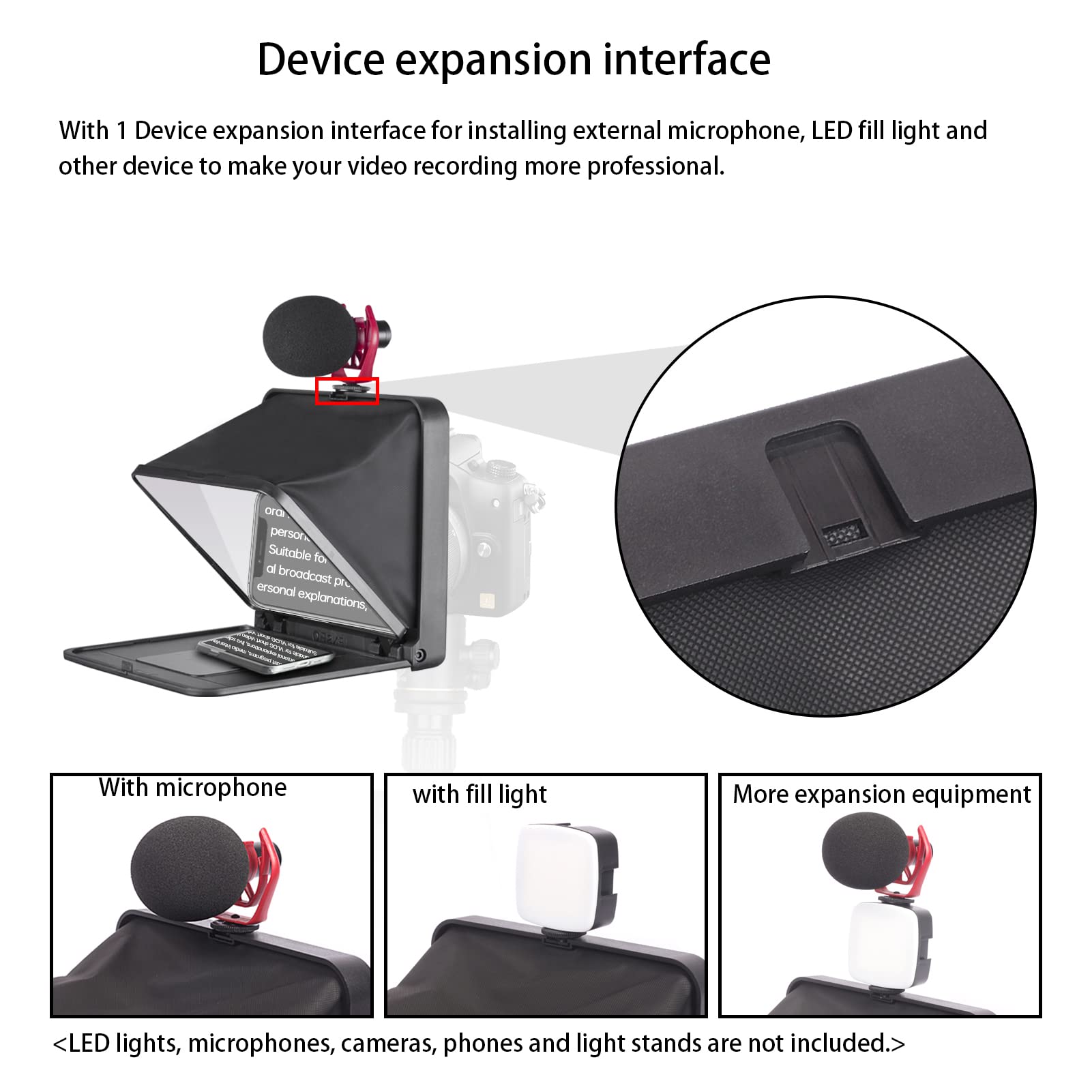 Bewinner Foldable Portable Teleprompter with Remote Control - Compatible with Smartphones, Tablets & DSLR Cameras (Includes 49mm-77mm Adapter Rings) - Perfect for Video Blogging, Live Streaming & Professional Presentations