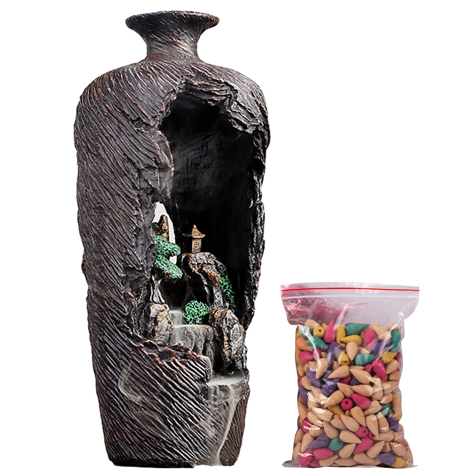Premium Backflow Incense Burner - Waterproof Ceramic Incense Holder with 50 Cones - Aromatherapy Home Decor for Relaxation, Meditation & Yoga - Perfect for Living Room, Bedroom & Office