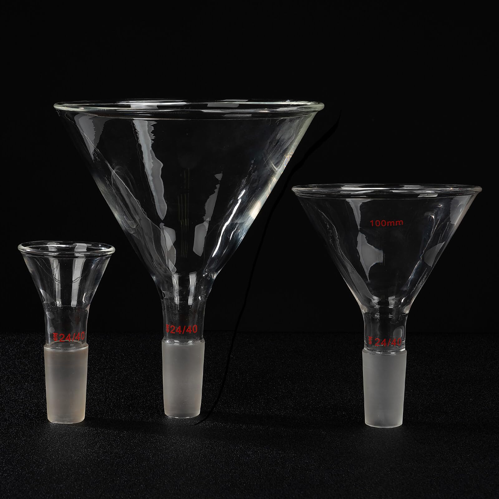 Premium Borosilicate Glass Short Stem Powder Funnel - 150mm Top Diameter with 24/40 Inner Joint - Ideal for Laboratory, Chemistry Experiments & Essential Oil Mixing