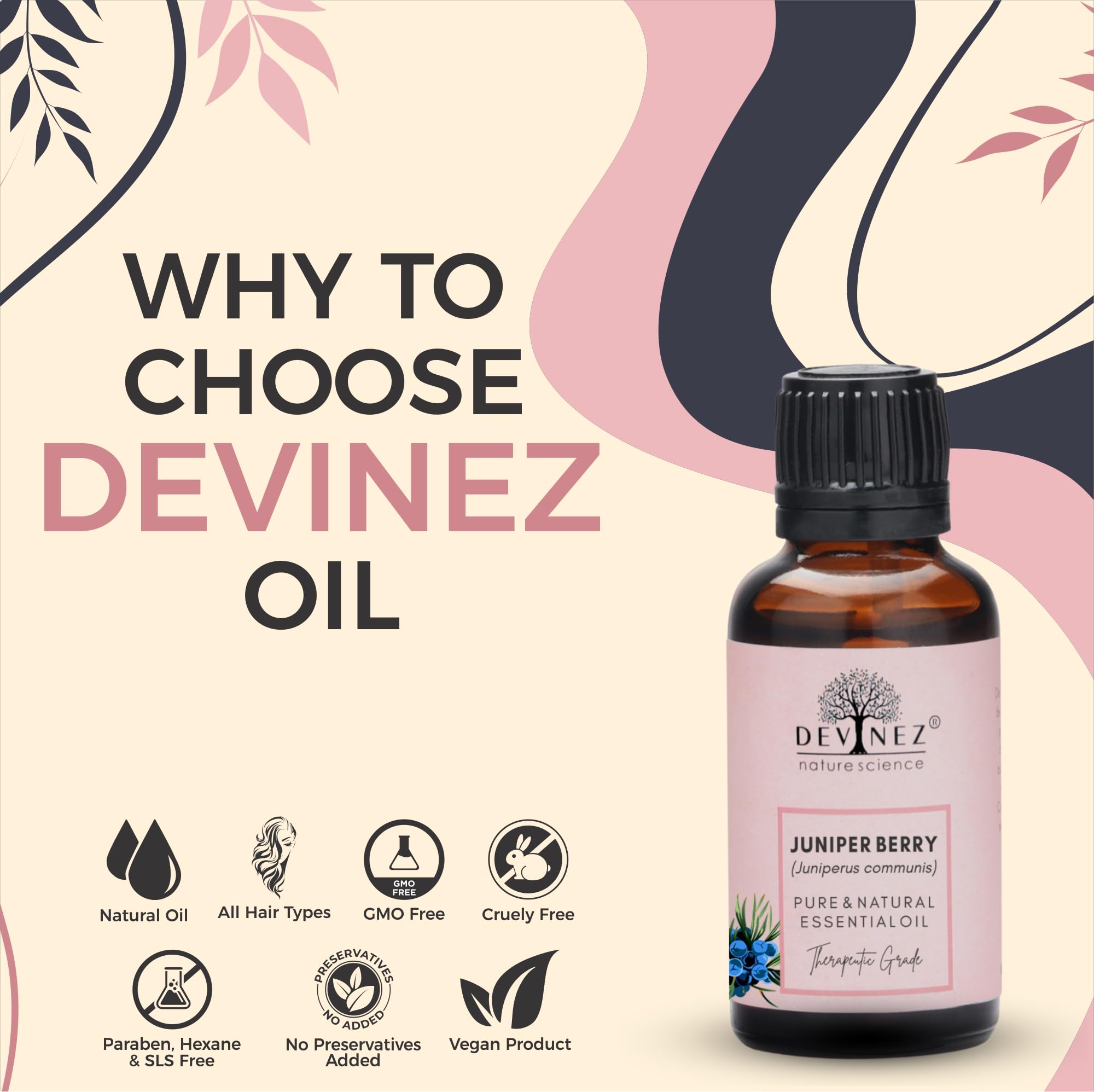 **Juniper Berry Essential Oil 50ml - 100% Pure, Natural, Undiluted & Therapeutic Grade - NABL & IFRA Certified - Glass Bottle - For Skin Care, Acne, Anti-Aging, Hair & Scalp Health - Natural Antiseptic & Skin Toner - Perfect for Aromatherapy, Massage & DIY Beauty Recipes**