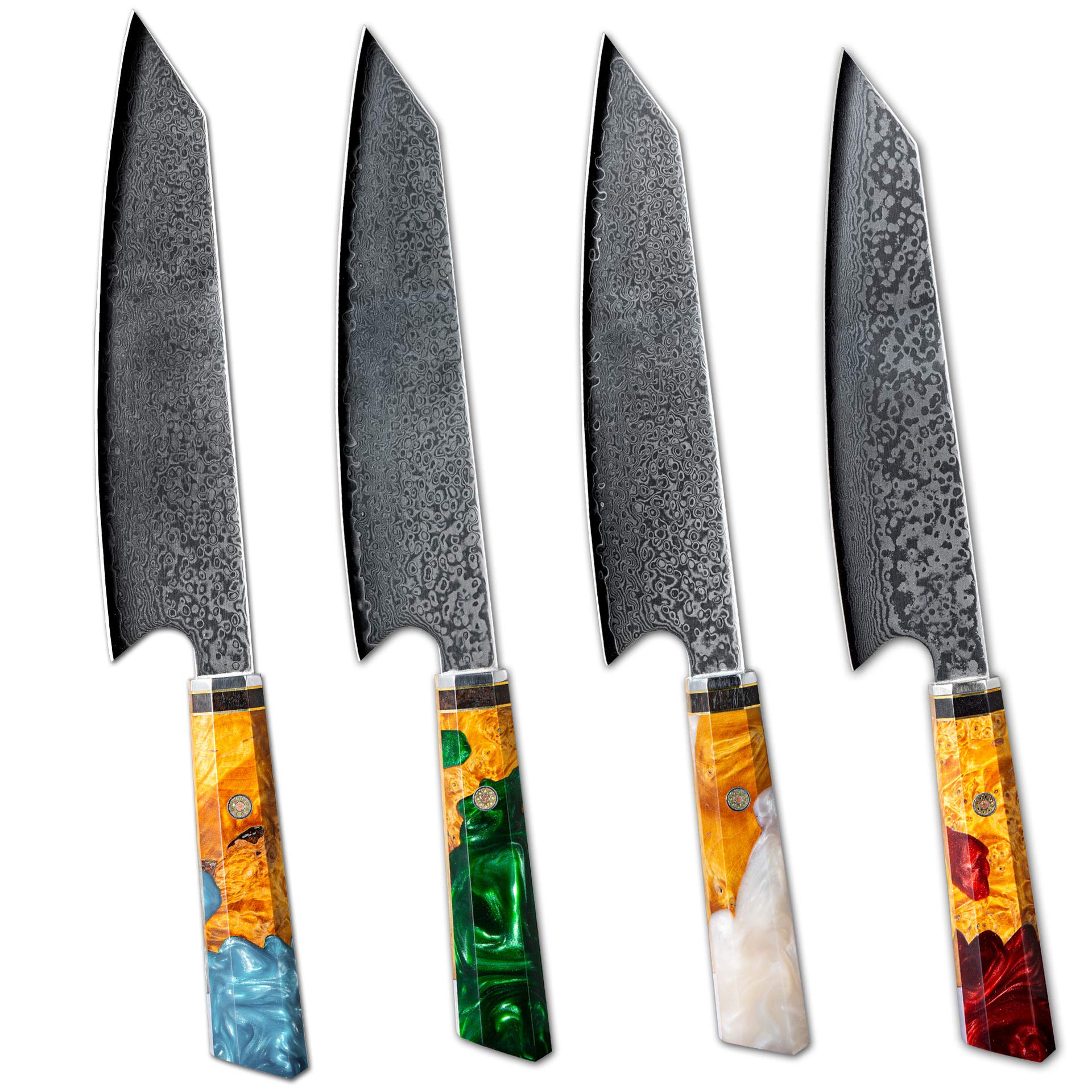 Premium 8 Inch Damascus Steel Japanese Chef Knife - Handcrafted with Stabilized Wood Resin Octagonal Handle - Perfect for Slicing, Dicing & Professional Cooking