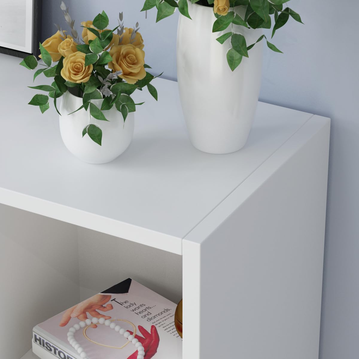 AIEGLE 8-Cube Bookshelf - 3-Tier Wooden Cube Storage Organizer for Kids Bedroom, White (39.4