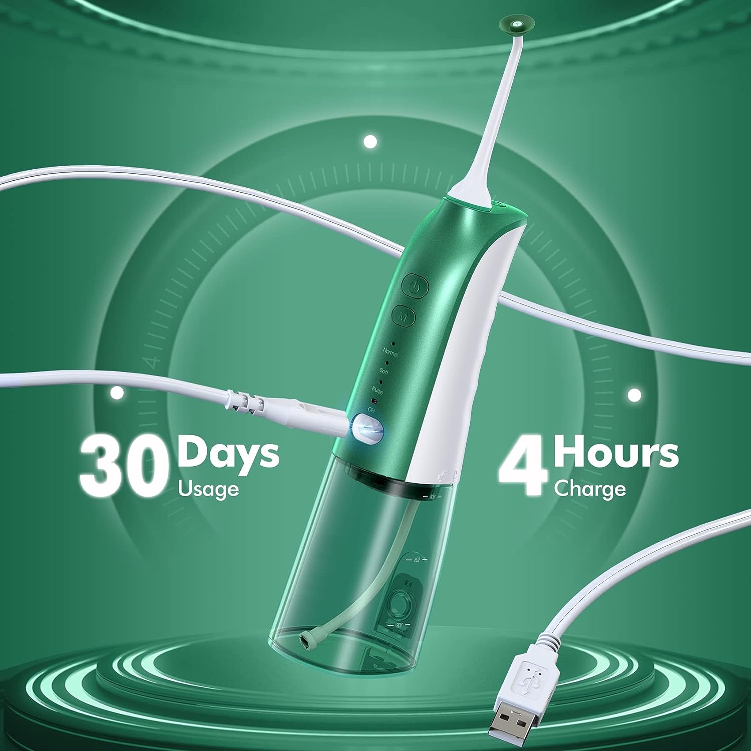 Premium Cordless Water Flosser for Teeth - Rechargeable Oral Irrigator with 8 Jet Tips & 360° Rotation | Perfect for Travel, Braces, and Deep Dental Cleaning at Home