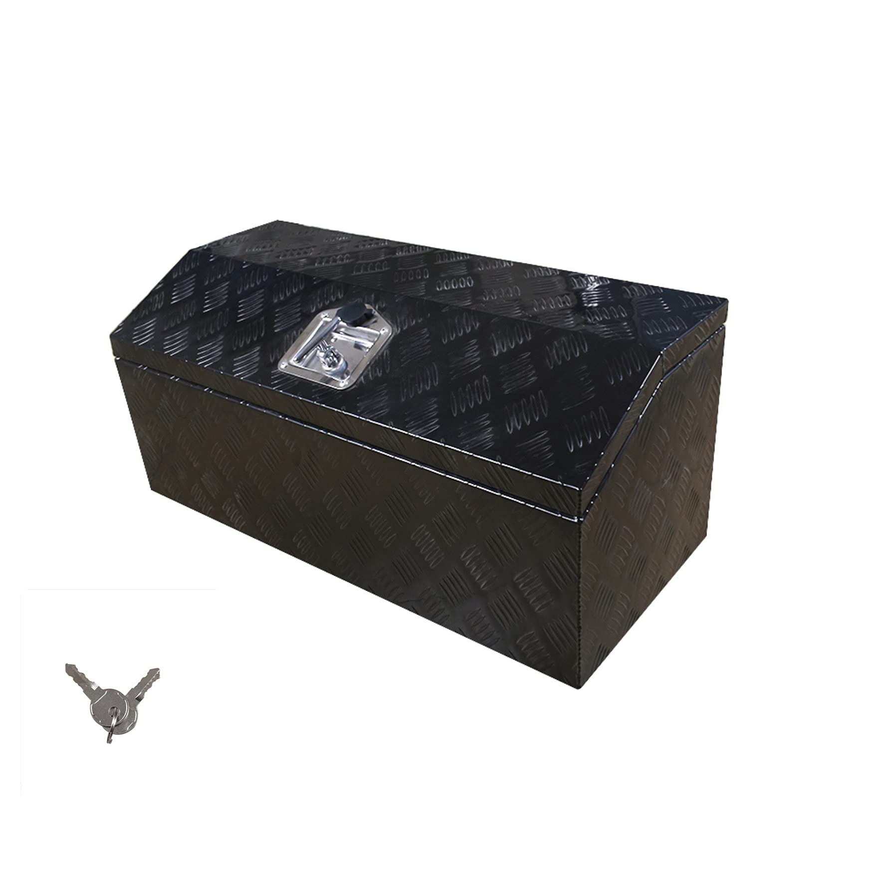 WFLNHB 30 Inch Black Aluminum Trailer Tongue Tool Box with Lock & Keys - Heavy Duty Truck Tool Storage for Pickup Beds, Trailers & Work Trucks