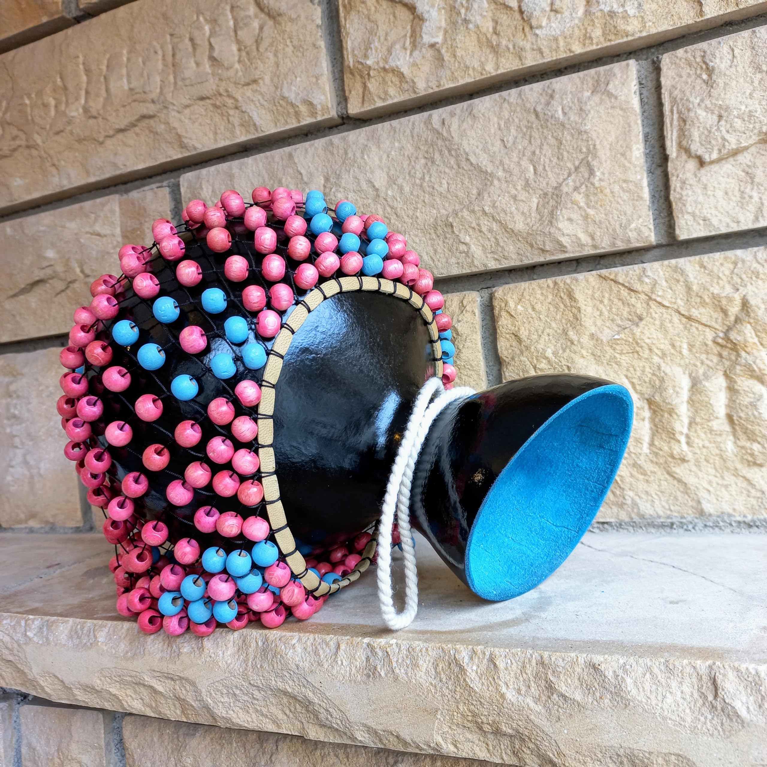 Colorful Beaded Gourd Rattle - Authentic Latin Percussion Instrument (Xequere Abe) - Perfect Musical Gift for Women & Music Lovers - Great for Samba, Bossa Nova & Afro-Cuban Music Performances