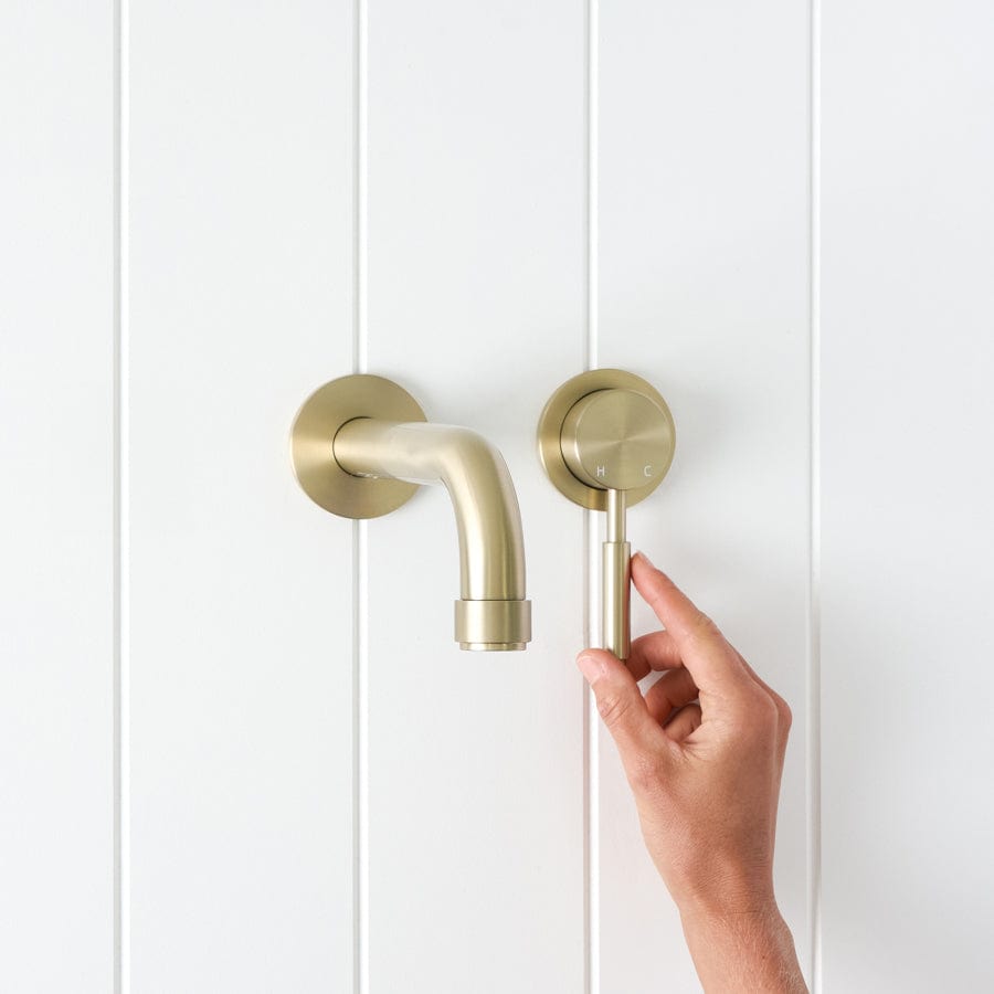 Melbourne Wall Mounted Spout and Mixer - Warm Brushed Nickel Finish for Bathroom and Kitchen Sink Faucets | Modern Waterfall Design for Stylish Home Decor