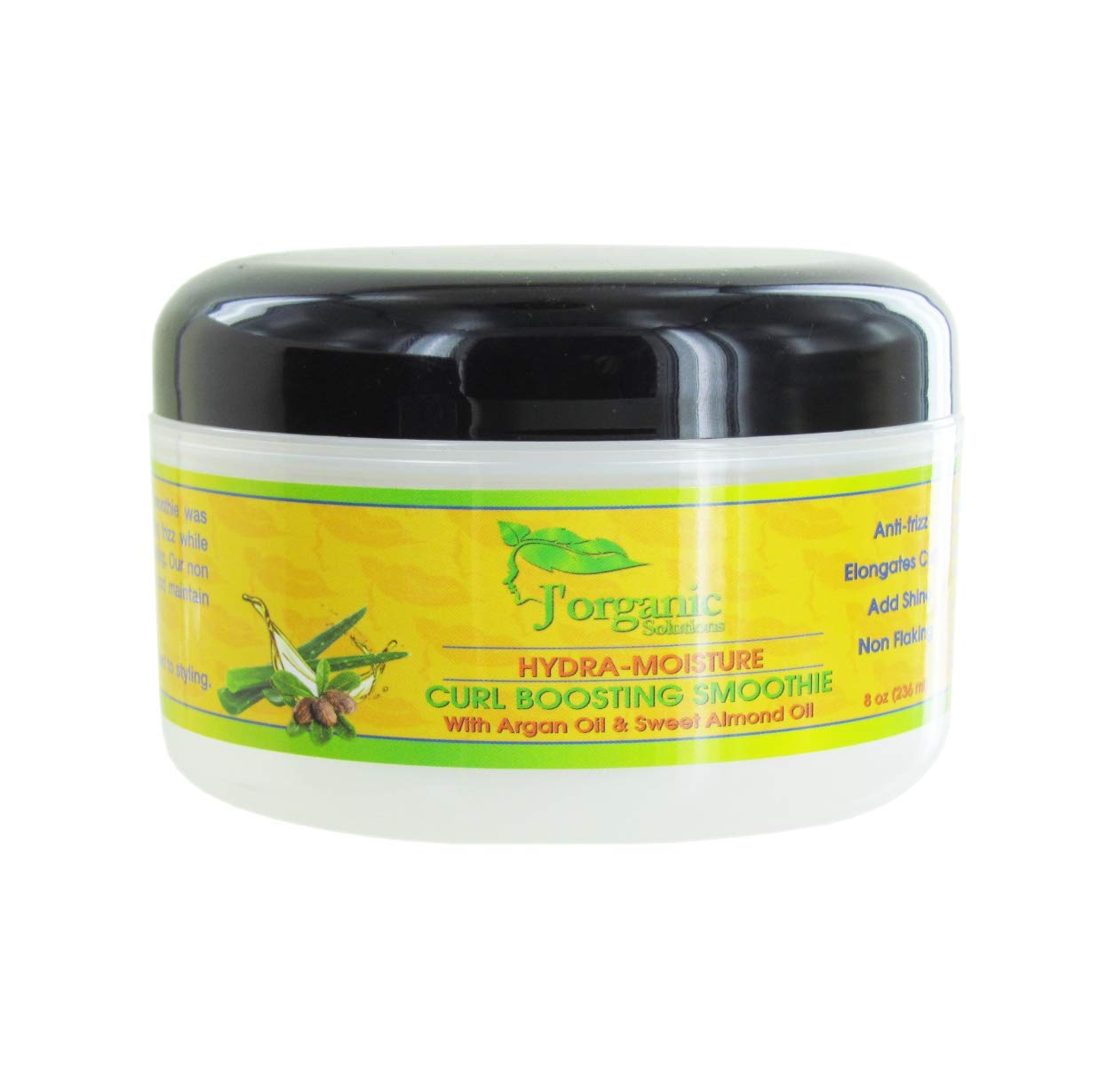 J'Organic Solutions Curl Boosting Smoothie Natural Gel with Argan Oil & Sweet Almond Oil - Hydrating Styling Cream for Curly Hair - Perfect for Daily Curl Definition & Frizz Control