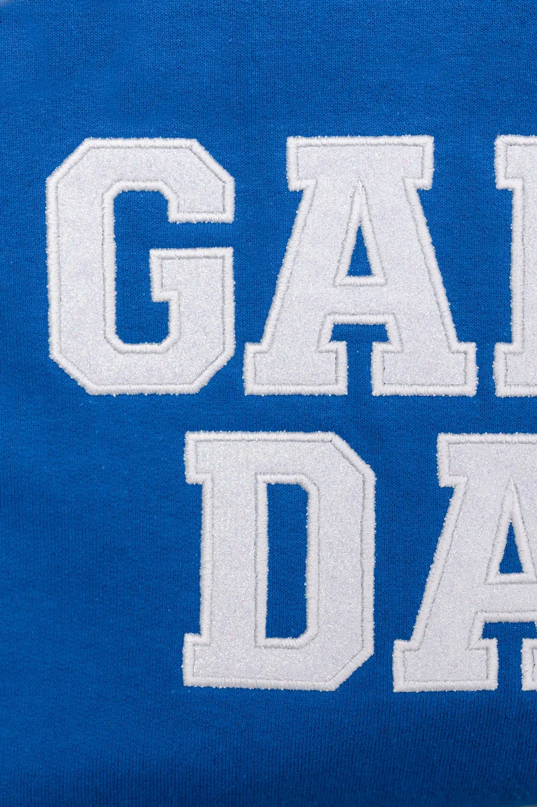 PREORDER: Embroidered Glitter Game Day Sweatshirt - Royal Blue & White | Perfect for Football Tailgates, College Parties & Sports Fan Apparel