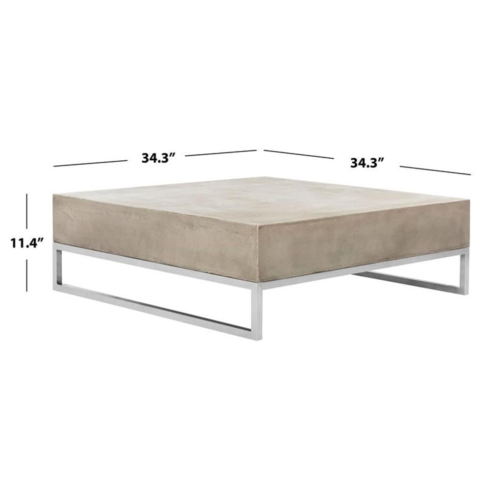 SAFAVIEH Dark Grey Concrete Coffee Table - Outdoor & Indoor Use
