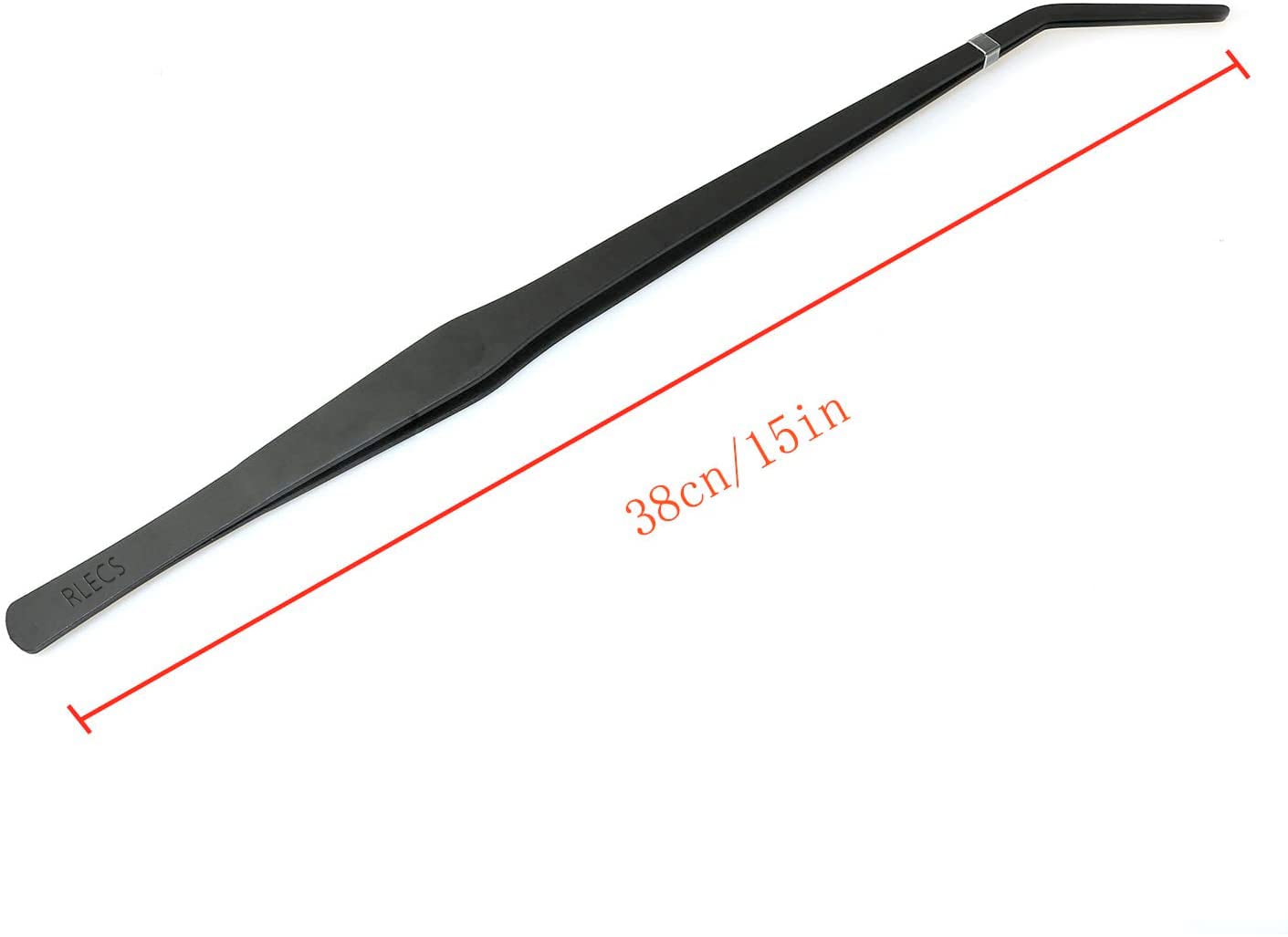 RLECS 15 Inch Stainless Steel Aquarium Tweezers - Curved Non-Slip Fish Tank Cleaning Tool with Carbonation Protection Coating | Perfect for Aquascaping, Plant Trimming, and Fish Feeding Accessories