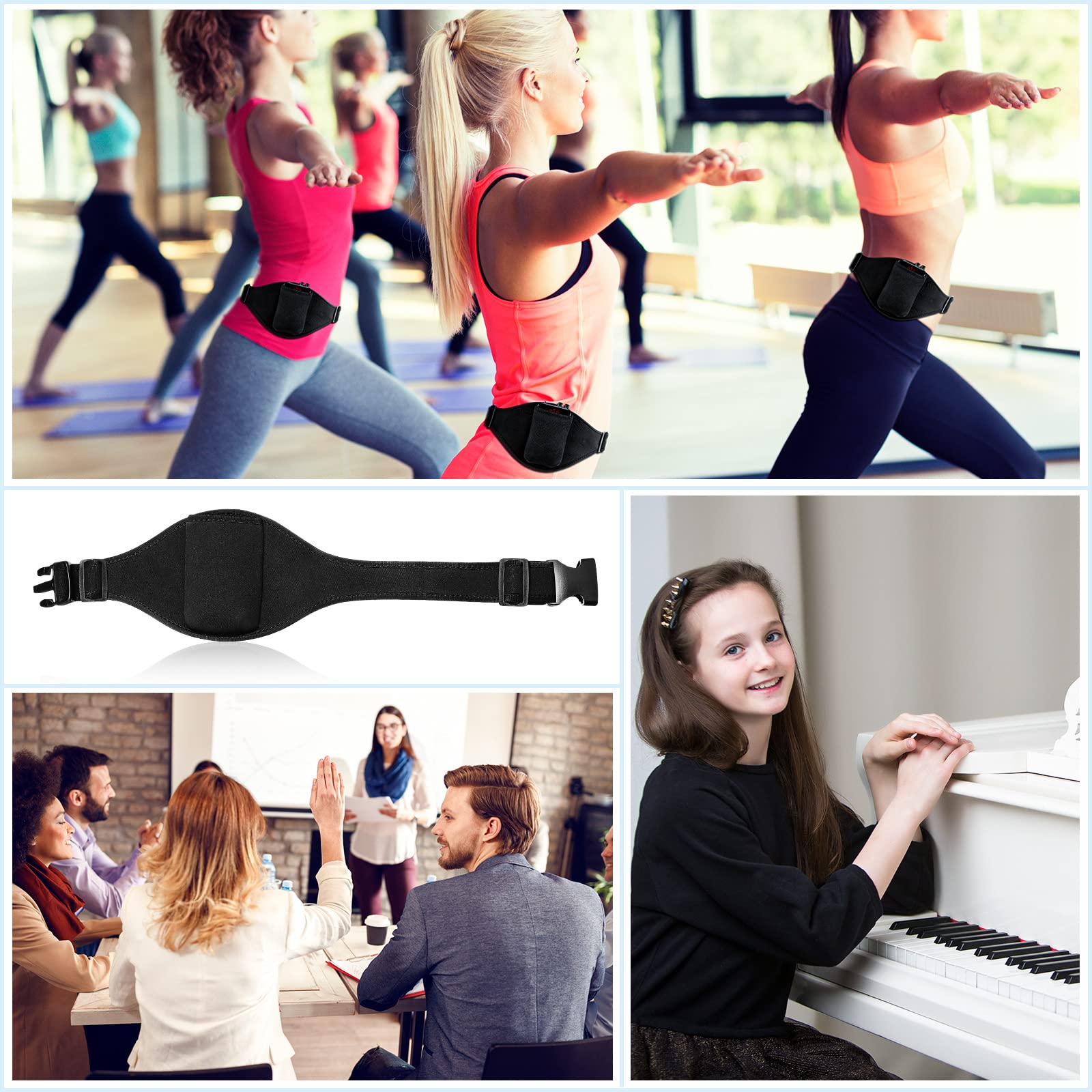 Adjustable Fitness Microphone Belt - Black Wireless Mic Strap for Instructors & Trainers | Perfect for Gym, Yoga, and Group Fitness Classes