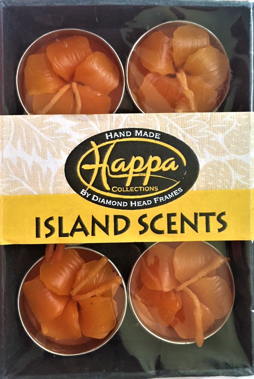 Happa Collections Island Scents Orange Hibiscus Scented Tea Light Candles - Set of 6 Aromatherapy Candles for Relaxation, Spa, Yoga & Home Decor