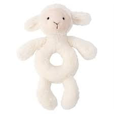 Jellycat Bashful Lamb Plush Stuffed Animal Ring Rattle - Soft Baby Toy for Newborns & Toddlers | Perfect for Nursery Decor, Sensory Play & Gift Giving