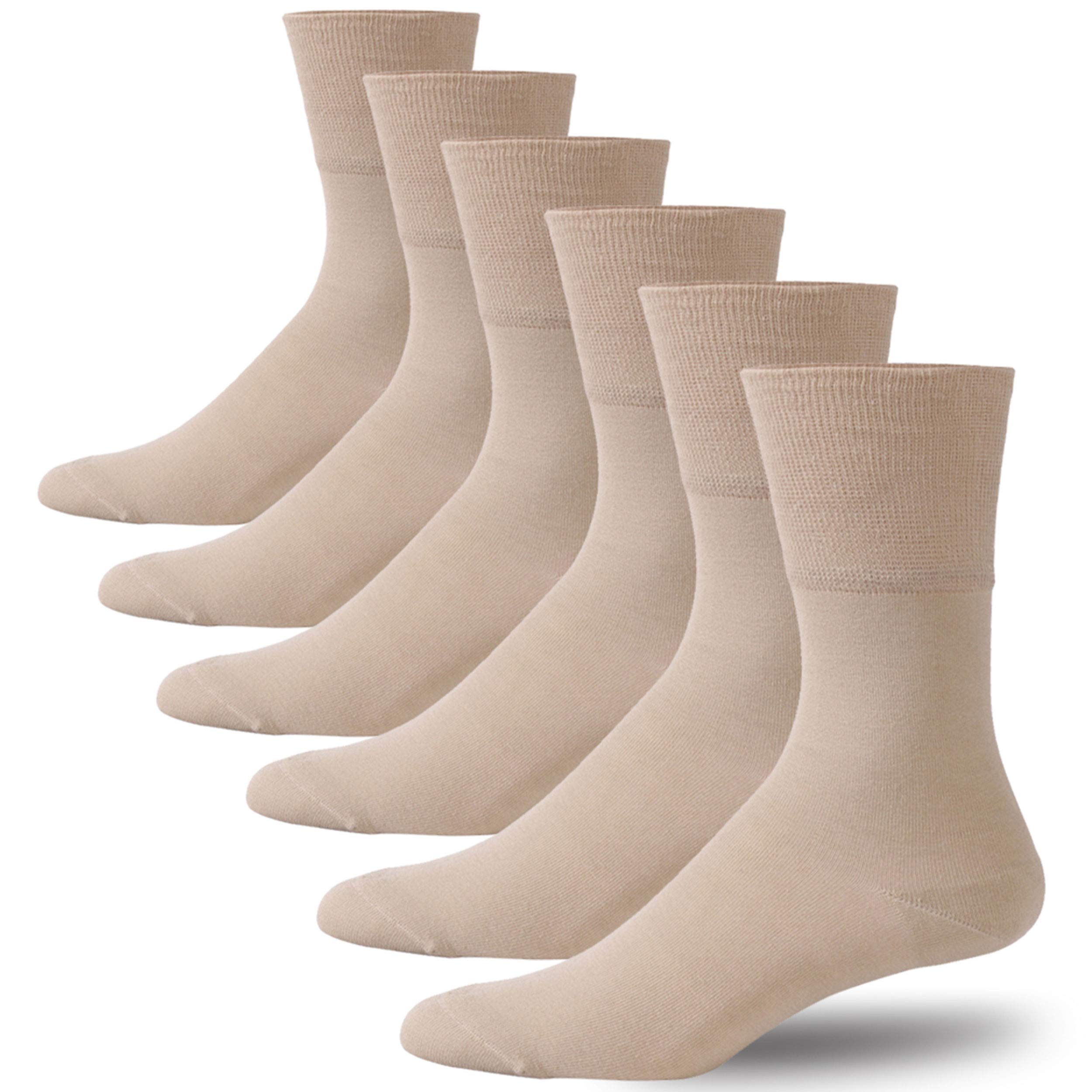 Forcool Non-Binding Diabetic Socks for Men & Women - Soft Cotton Crew Cushion Socks (M/L/XL, 3/6 Pairs) - Ideal for Daily Wear, Travel & Diabetic Foot Care