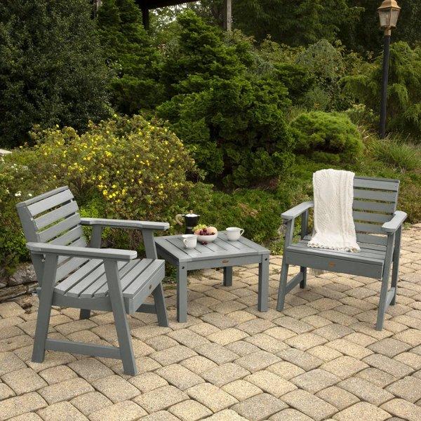 2-Piece Weather-Resistant Outdoor Garden Chair Set with 1 Square Side Table - Perfect for Patio, Deck, Poolside & Backyard Relaxation