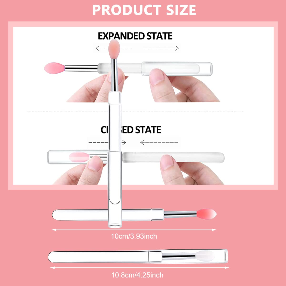 MAYCREATE® 3-Piece Silicone Lip Brush Set - Reusable Lipstick Applicator with Cover, Retractable Lip Scrub Brush for Lip Gloss, Cream & Masks - Perfect for Makeup Application & Travel Beauty Essentials