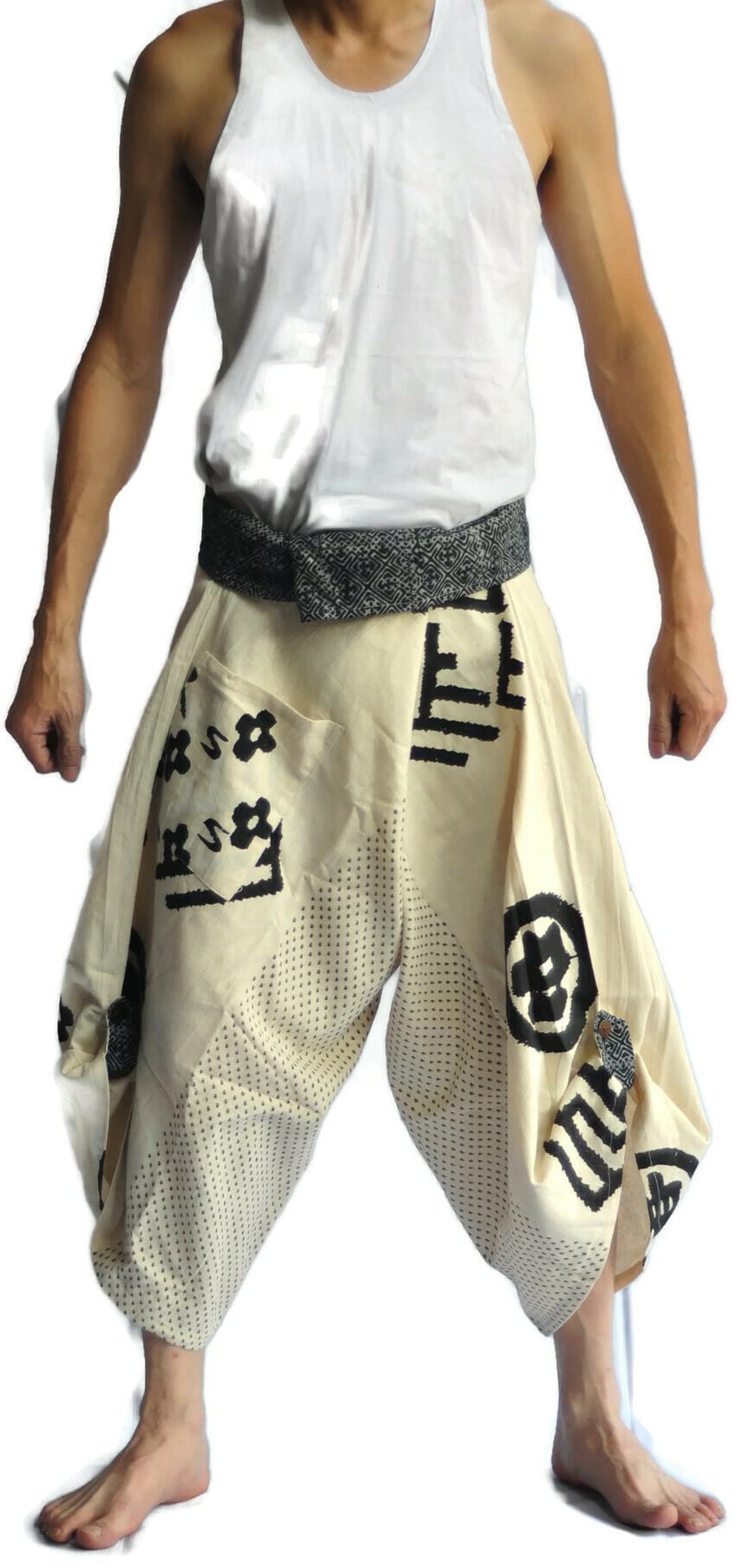Men's Harem Pants - High Waist Yoga & Lounge Pants with Tassels | Navy Blue Elephant Pants for Plus Size | Japanese Fashion Inspired Comfort Wear | Perfect for Yoga, Meditation & Casual Outfits