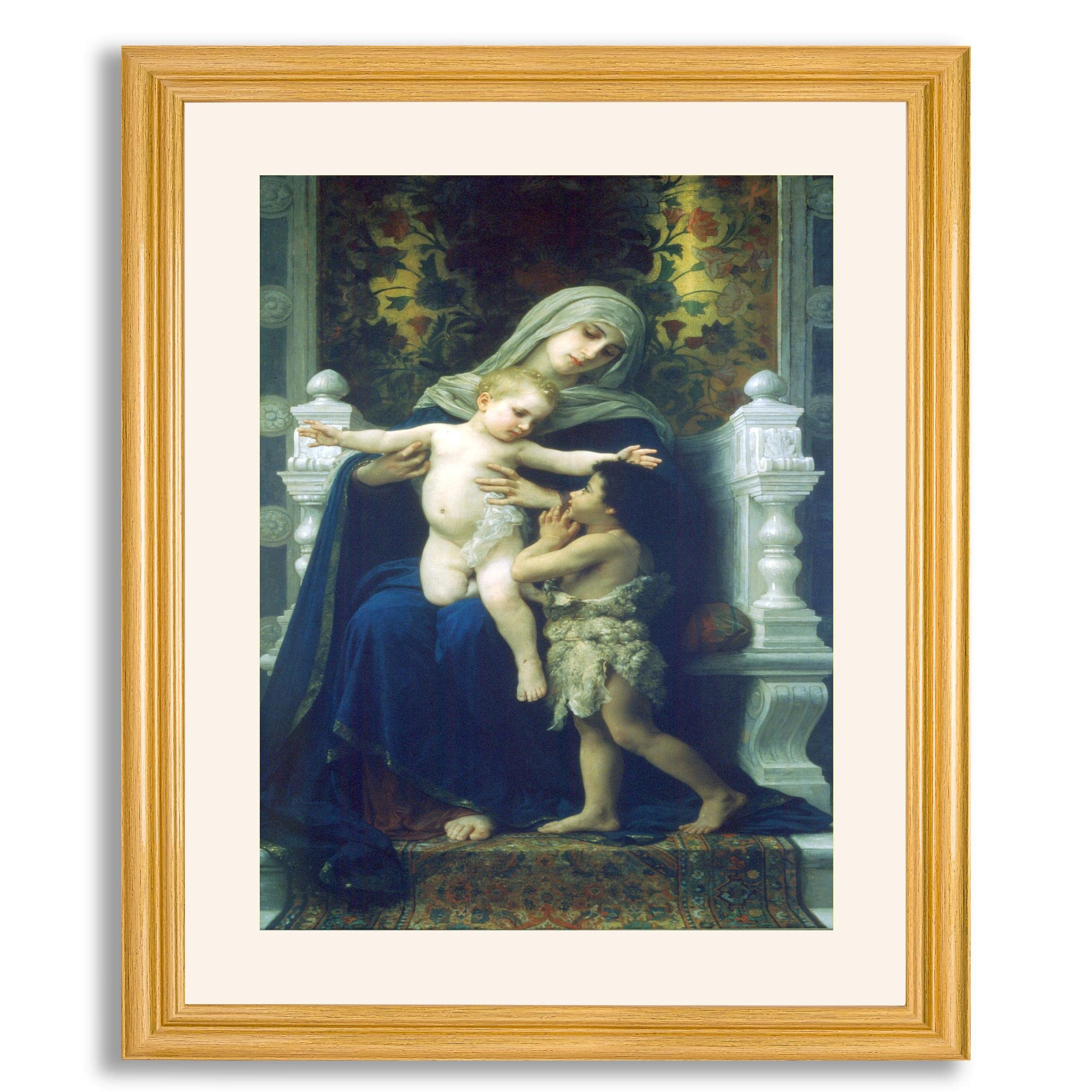 William Bouguereau The Virgin Jesus & Saint John Baptist Framed Art Print - Religious Wall Decor for Home & Office - Gallery Quality Reproduction Painting in Wood Frame - Perfect for Living Room, Church & Meditation Spaces