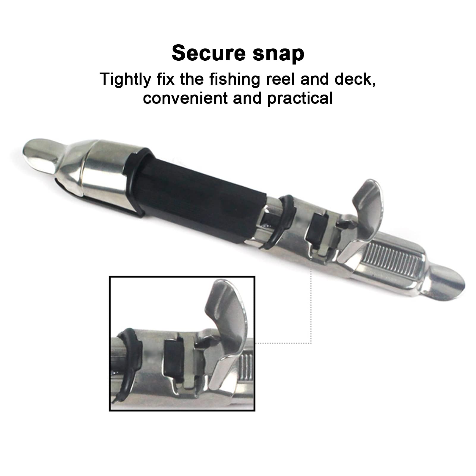 VBESTLIFE Stainless Steel Fishing Reel Seat with Snap Lock - Secure Pole Wheel Mount for Saltwater & Freshwater Fishing - Perfect for Surf, Pier, and Boat Angling