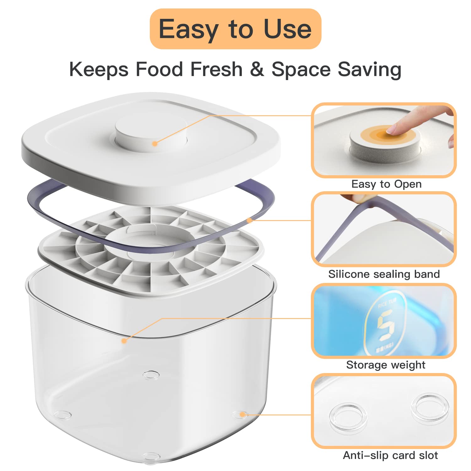 10 Lbs Airtight Food Storage Container with Measuring Cup - Kitchen Pantry Organizer for Rice, Cereal, Flour & Dry Goods | Perfect for Meal Prep & Bulk Food Storage