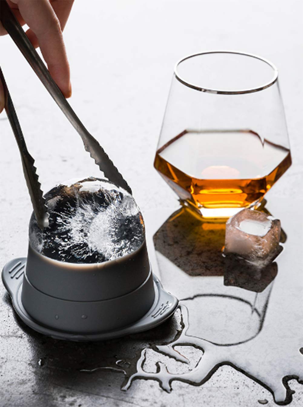 AKOAK 1 Pack Plastic Ice Hockey Puck Mold - Whiskey Ice Ball Maker & DIY Ice Cream Mold - Perfect for Cocktails, Whiskey Stones & Summer Desserts (Gray) - Kitchen & Bar Supplies for Home Entertaining