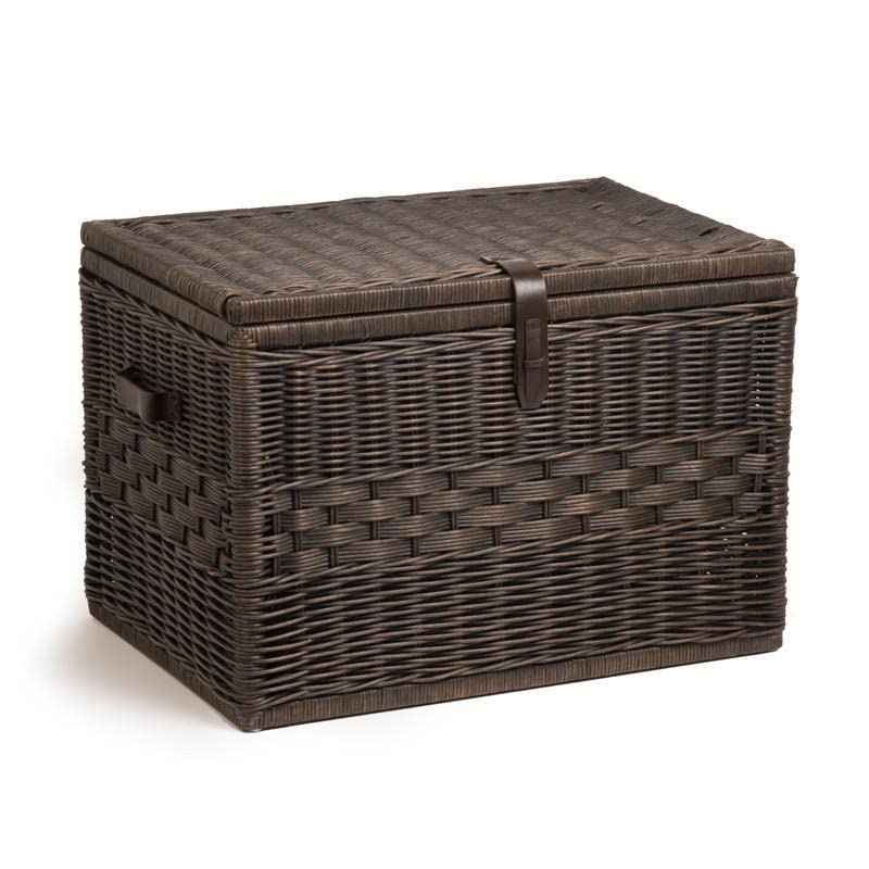 Handwoven Rattan Storage Trunk with Lid - Natural Wicker Basket Chest for Blankets, Toys & Home Organization - Large 24