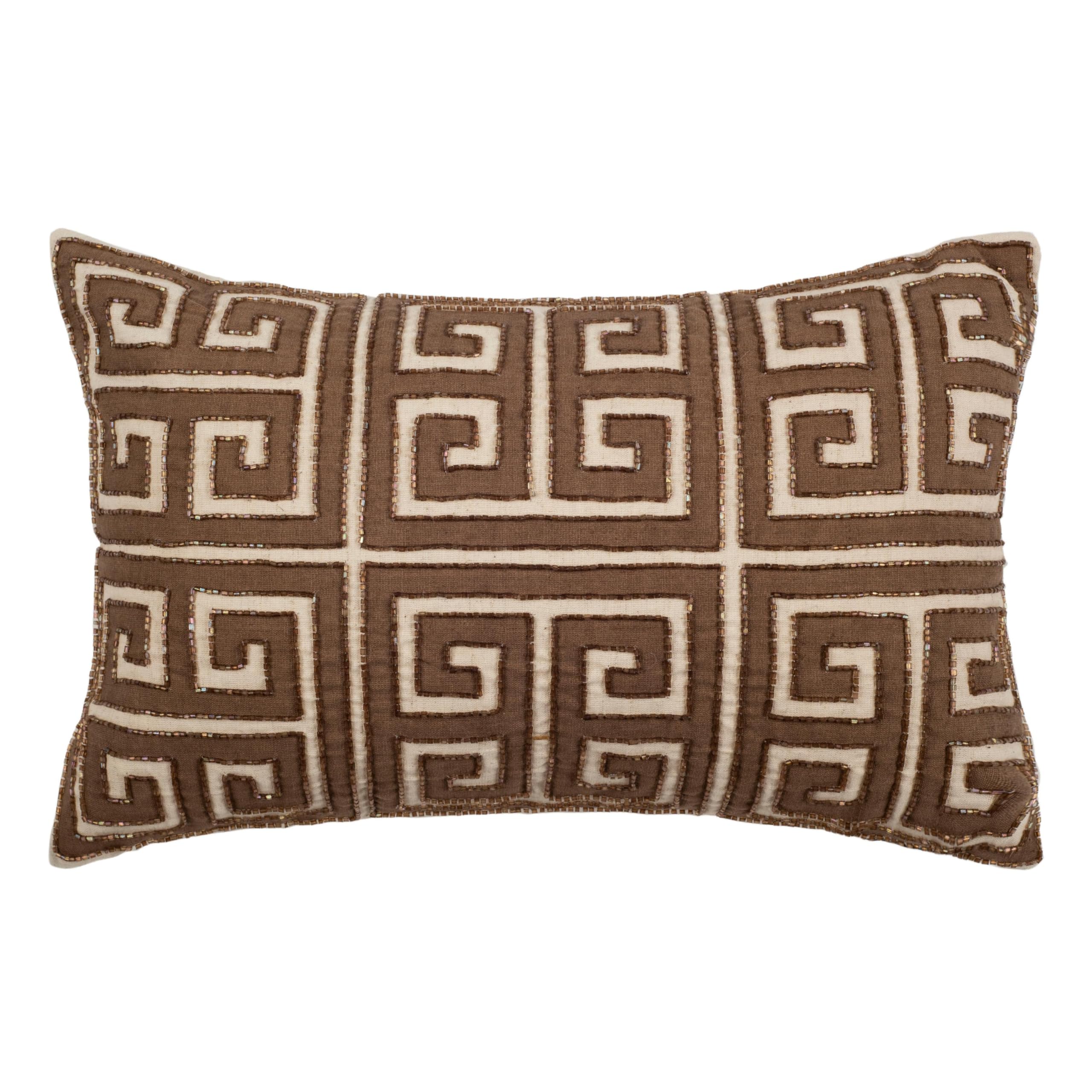 SAFAVIEH Chy Natural Hemp Greek Key Throw Pillows - Set of 2 (18-Inch) for Sofa, Bed & Home Decor - Boho Chic Living Room Accent Pillows
