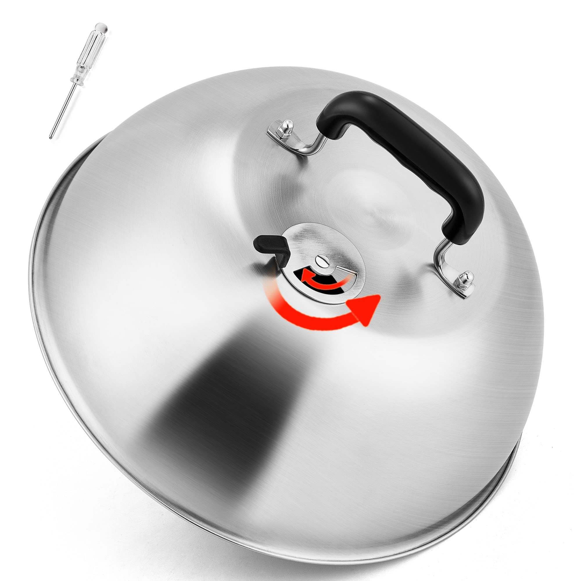Leonyo 12-Inch Stainless Steel Cheese Melting Dome with Adjustable Vent - Professional Heavy Duty Cast Iron Lid for Teppanyaki Griddles & Flat Top Grills | Perfect for Restaurants, Food Trucks & Home Kitchen Use