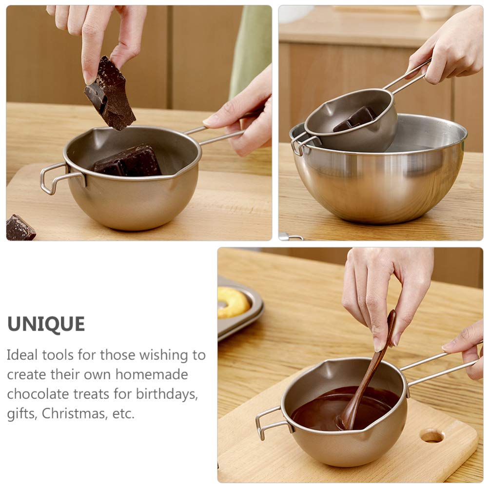 Cabilock 1-Piece Stainless Steel Chocolate Melting Pot - Double Boiler for Butter, Fondue & Milk - Mini Candle Heating Utensil for Candy Making, Baking & Coffee (Turkey Carbon Steel, One-Piece Baby Safe Design) - Perfect for Home Kitchens, Bakeries & DIY Dessert Parties