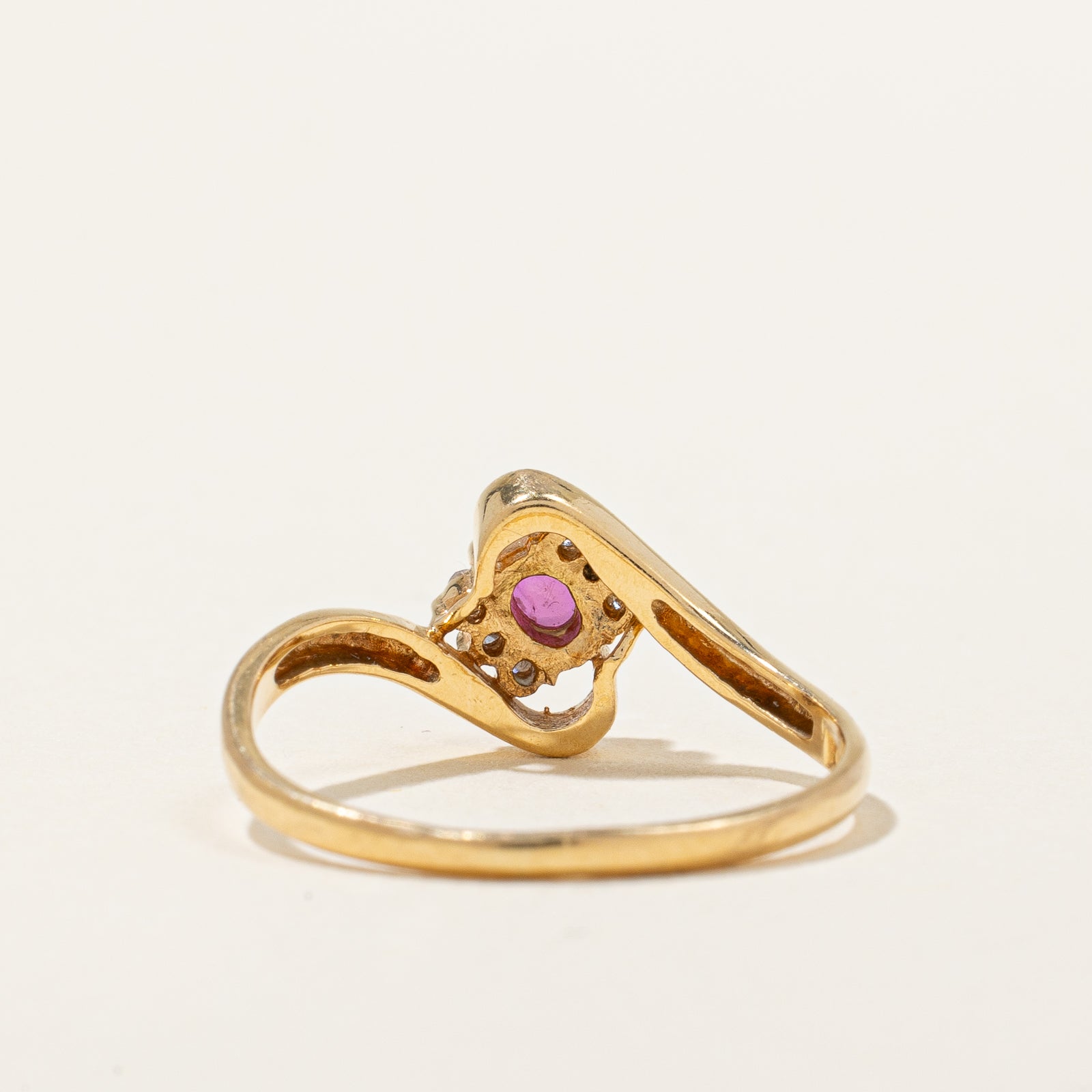Ruby & Oval Abstract Ring - 0.21ct Natural Ruby with 0.06ctw Diamond Accents | Size 6.5 | Elegant Statement Jewelry for Women | Perfect for Weddings, Anniversaries & Special Occasions