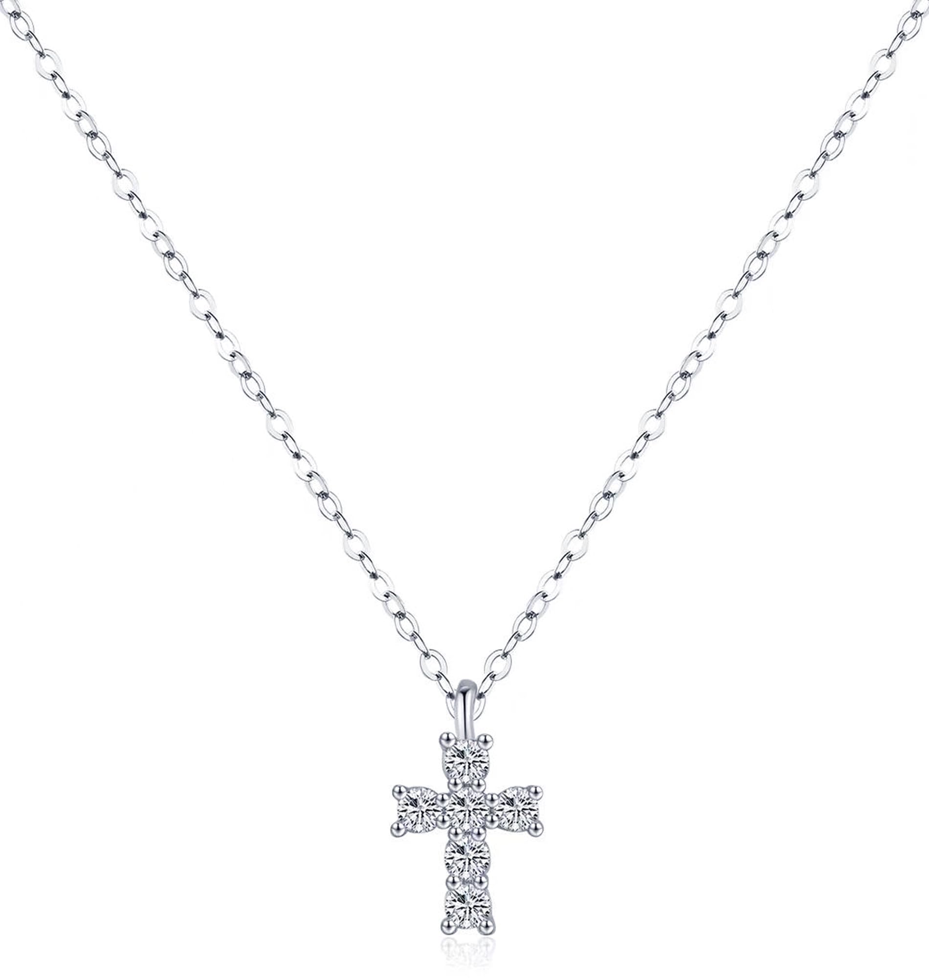 925 Sterling Silver Tiny Cross Pendant Necklace for Women - Delicate Religious Jewelry Gift for Mom, Birthday, Baptism & Everyday Wear