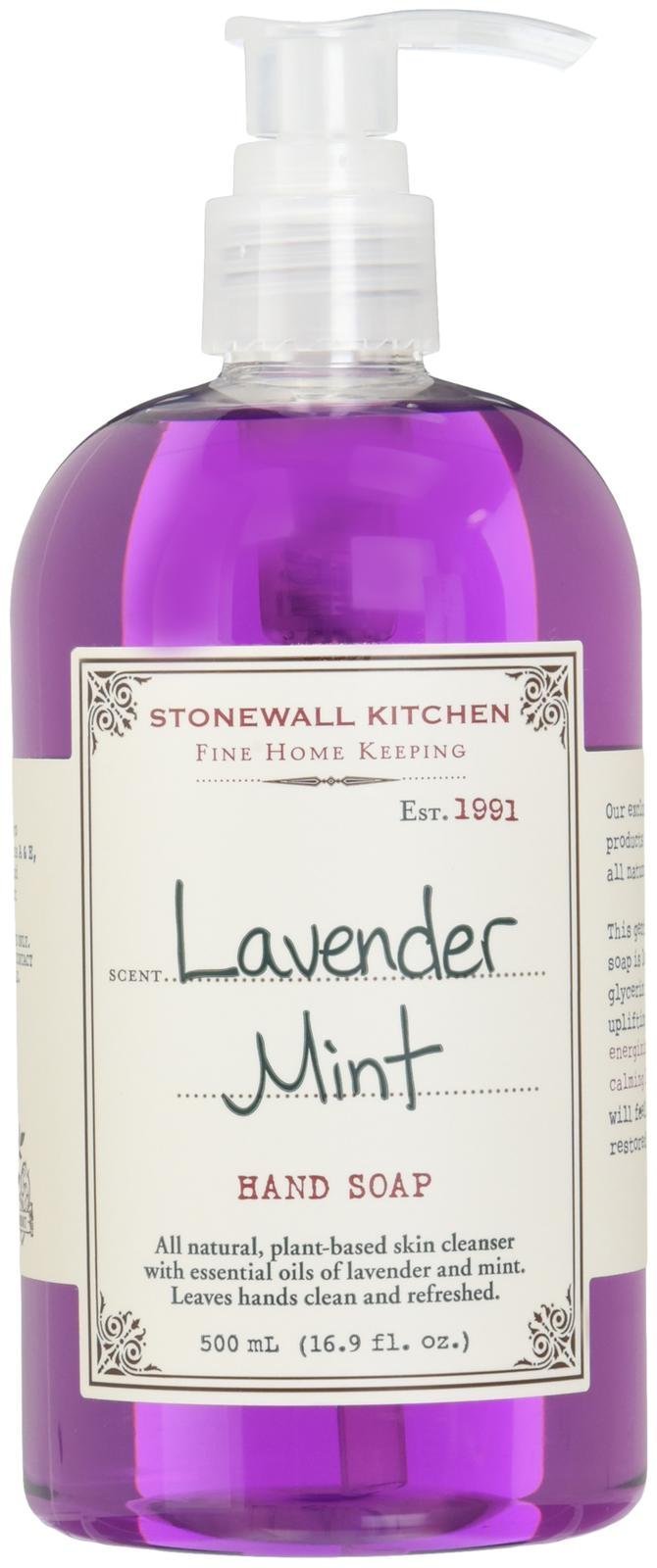 Stonewall Kitchen Lavender Mint Hand Soap - 16.9 oz Natural Foaming Hand Wash with Essential Oils | Refreshing Scent for Bathroom, Kitchen & Guest Washroom