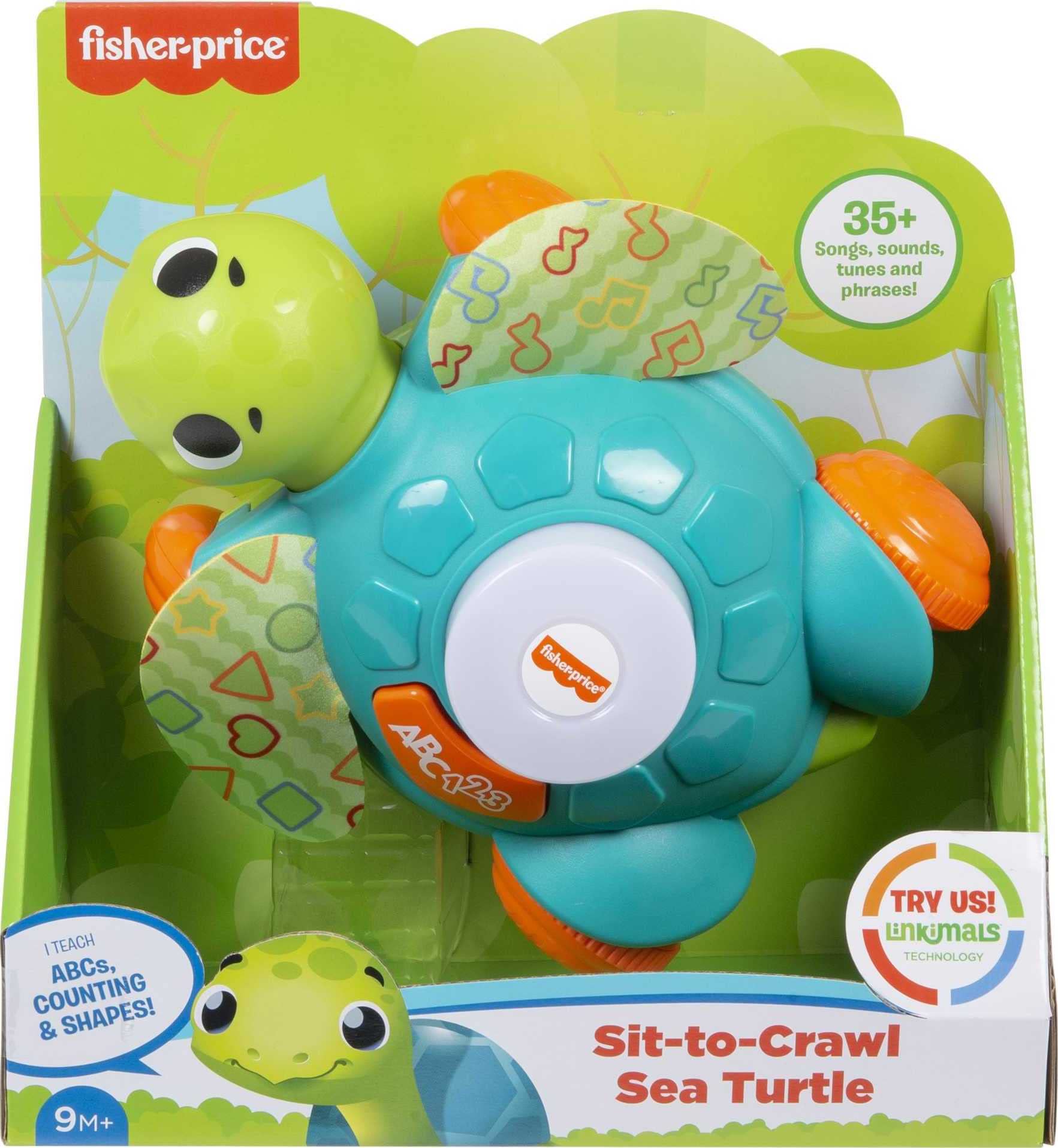 Fisher-Price Linkimals Sit-to-Crawl Interactive Baby Sea Turtle Toy - Educational Crawling Toy for Infants 9+ Months - Compatible with Linkimals Collection - Perfect for Early Learning & Motor Skill Development