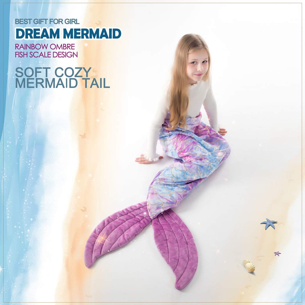 COSUSKET Mermaid Tail Snuggle Blanket - Soft Premium Fish Scale Design Blanket for Girls & Women, Cozy All-Season Fleece Throw - Perfect for Bedroom, Couch, Movie Nights & Gift Giving