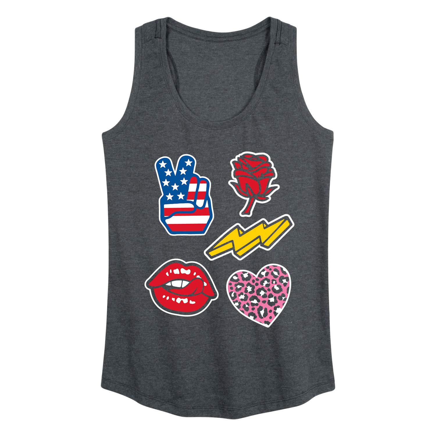 Rocker Patches Women's Racerback Tank Top - Vintage Style Muscle Tee for Concerts & Casual Wear - Soft Breathable Summer Tops